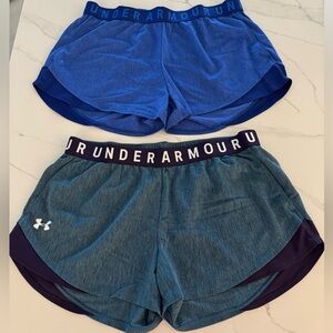 2 pairs Under Armour Women's Athletic Shorts - Size L - Blue and Dark Teal
